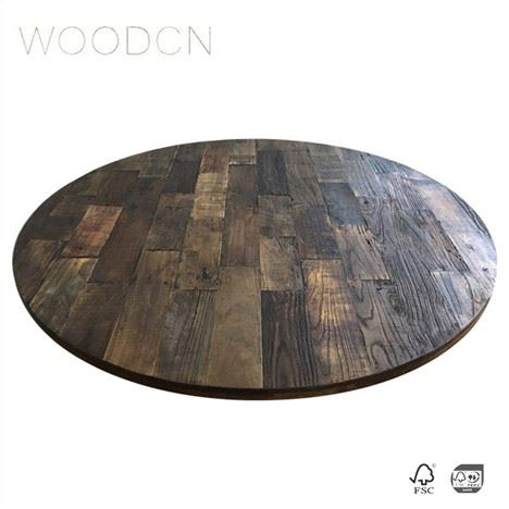 Gammel Elm Wood Leather Spisebordplate