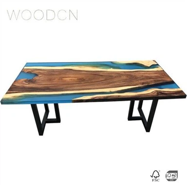 Solid Walnut Wood Beach Resin River Spisebord Home Decoration Møbler Office Desk Top